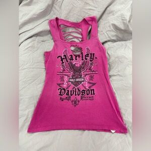 Harley Davidson Pink Cut Out Tank Top #y2k #bikerchic Women's Size Medium/Small